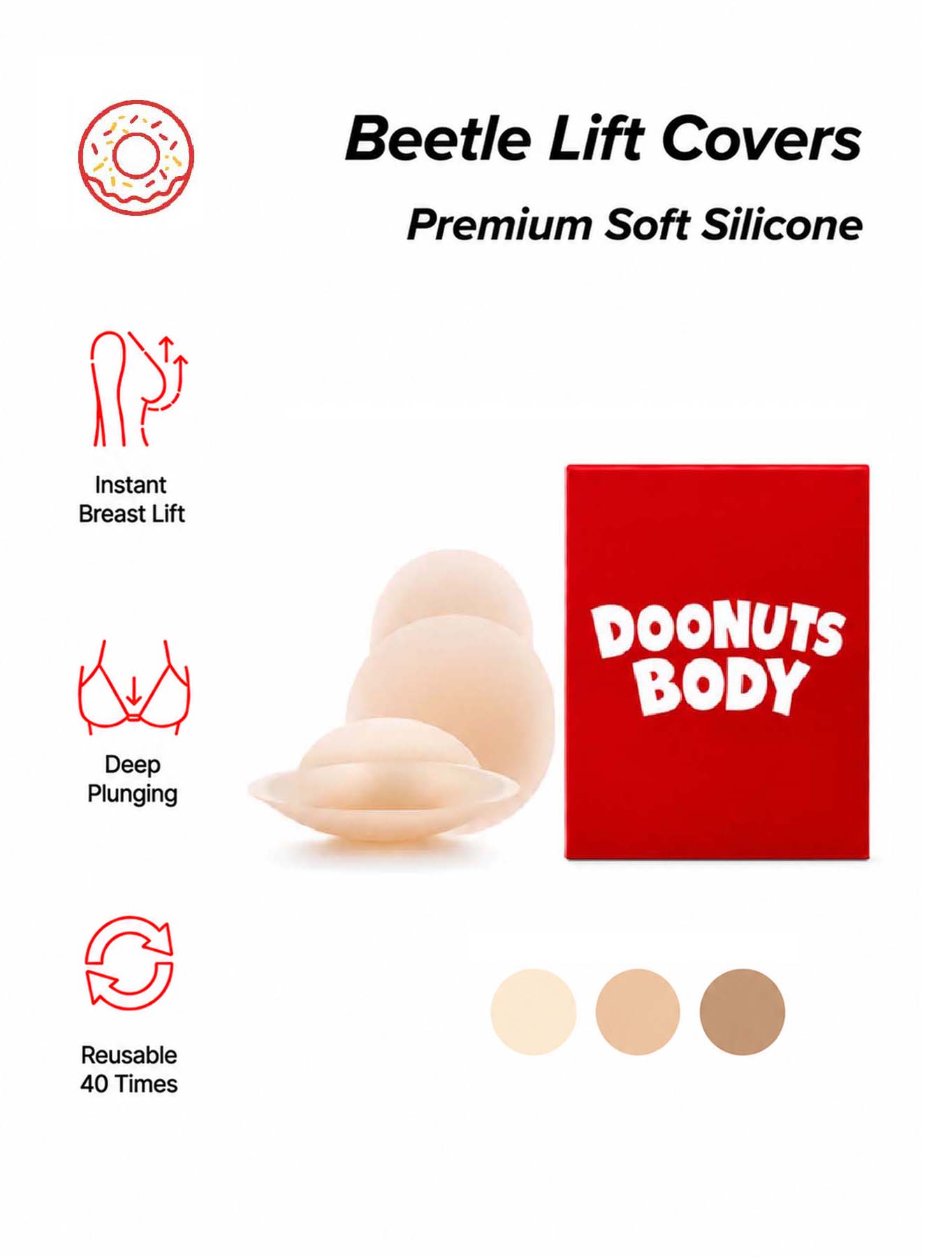 Push Up Bra Silicone - DOONUTS Penutup Puting Silikon Tahan Air